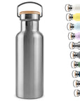 Bambaw stainless steel insulated water bottle with colour range variation display on a white background