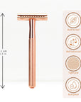Bambaw rose gold safety razor on a white background