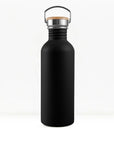 bambaw stainless steel water bottle non insulated in black colour 750ml on white background