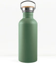 bambaw stainless steel water bottle non insulated in green colour 1l on white background